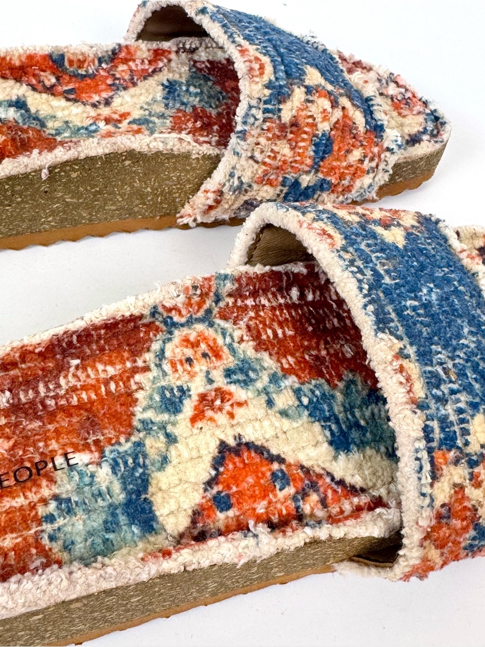 Free People Woven Wonders Footbed Sandals Navy Rust Combo Size 7 - Picture 7 of 17